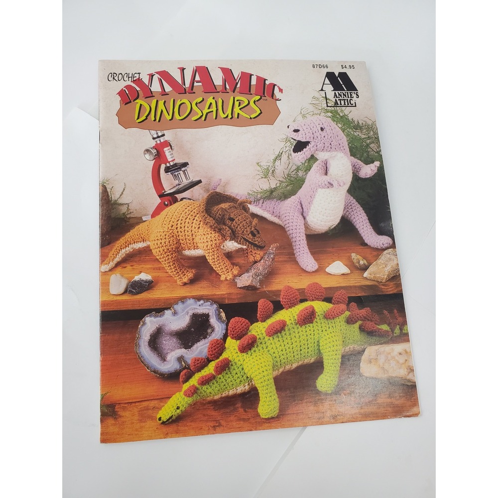 Vintage 1993 Annie's Attic Dynamic Dinosaurs Crochet Pattern Booklet 87D66‎